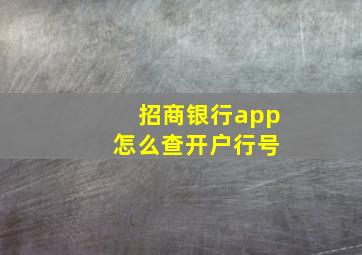 招商银行app 怎么查开户行号